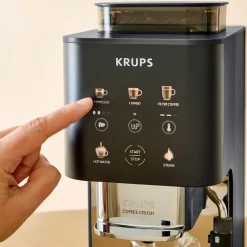 Ekspres do kawy ciśnieniowy KRUPS Coffee Crush kolbowy z młynkiem szary
