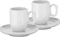 Filiżanki do kawy WMF Barista ze spodkiem 2 szt. porcelana białe 60ml