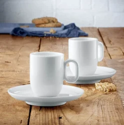 Filiżanki do kawy WMF Barista ze spodkiem 2 szt. porcelana białe 60ml