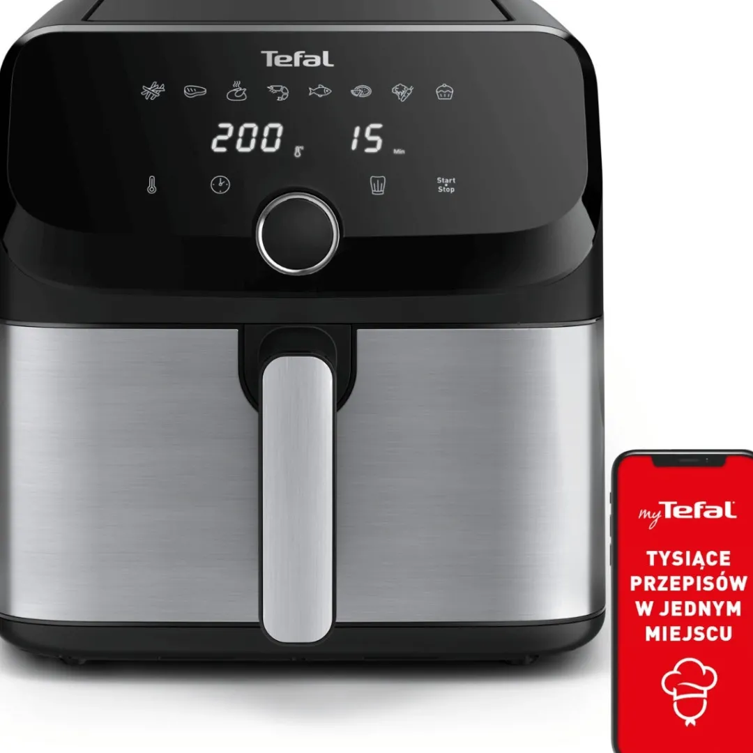 Frytkownica beztłuszczowa, Tefal Easy Fry Mega EY855D, pojemność 7,5 l, kompaktowy rozmiar, Air Fryer