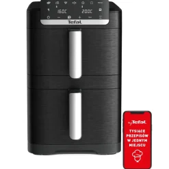 Frytkownica beztłuszczowa, Tefal Easy Fry Crispy Stack EY7528E0, dwukomorowa, 10 l, 2700 W, Air Fryer