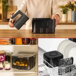Frytkownica beztłuszczowa, TEFAL Easy Fry Silence EY846H, cicha, pojemność 7 l, Air Fryer