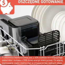 Frytkownica beztłuszczowa, Tefal Dual Easy Fry&Grill EY905D, dwukomorowa, duża, grill, Air Fryer