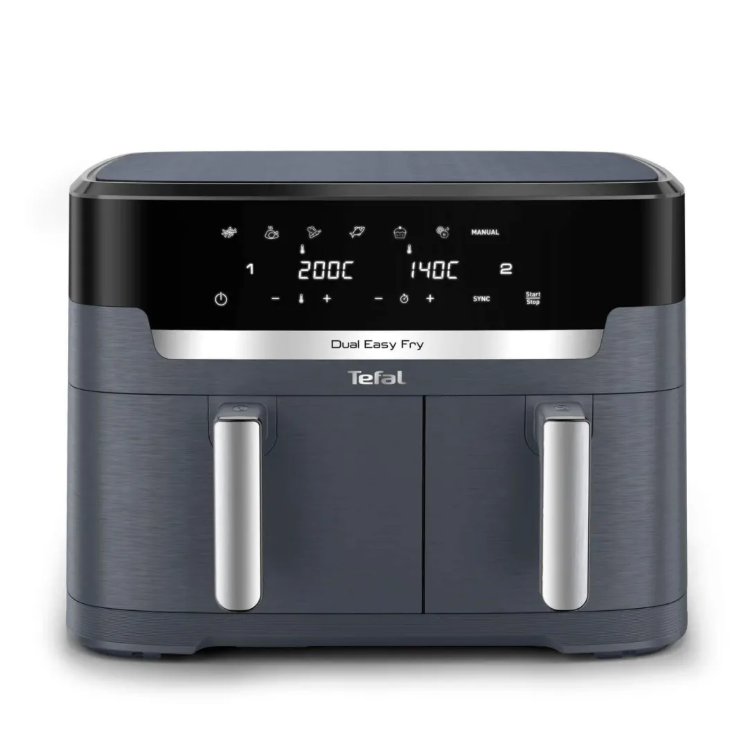 Frytkownica beztłuszczowa, Tefal Dual Easy EY942BE0, dwukomorowa, duża, 11l, Air Fryer