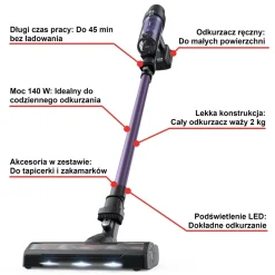 Odkurzacz bezprzewodowy, Tefal X-Pert 7.60, 140 W, 45 min, lekki