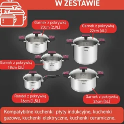 Zestaw garnków i patelni TEFAL Cook&Clip Emotion 12 el.