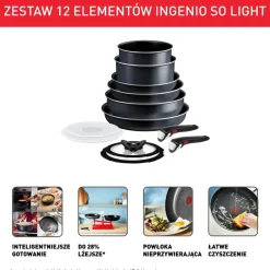 Zestaw garnków i patelni TEFAL INGENIO SO'LIGHT - 12 elementów