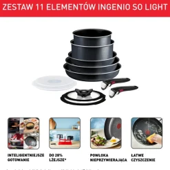 Zestaw garnków i patelni Tefal Ingenio So'Light 11elementów + Uniwersalna rączka Ingenio