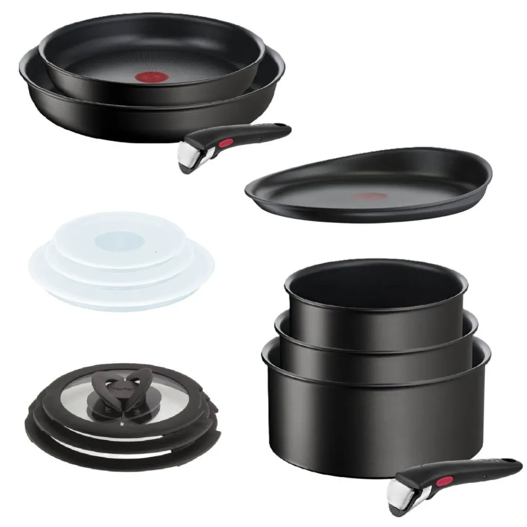 Zestaw garnków i patelni z patelnią naleśnikową Tefal Ingenio Unlimited + szklane i hermetyczne pokrywki