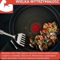 Zestaw garnków i patelni z patelnią naleśnikową Tefal Ingenio Unlimited + szklane i hermetyczne pokrywki