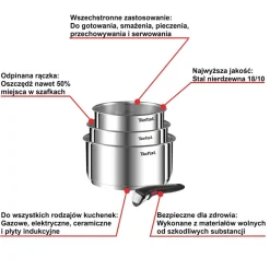 Zestaw garnków Tefal Ingenio Emotion + szklane pokrywki