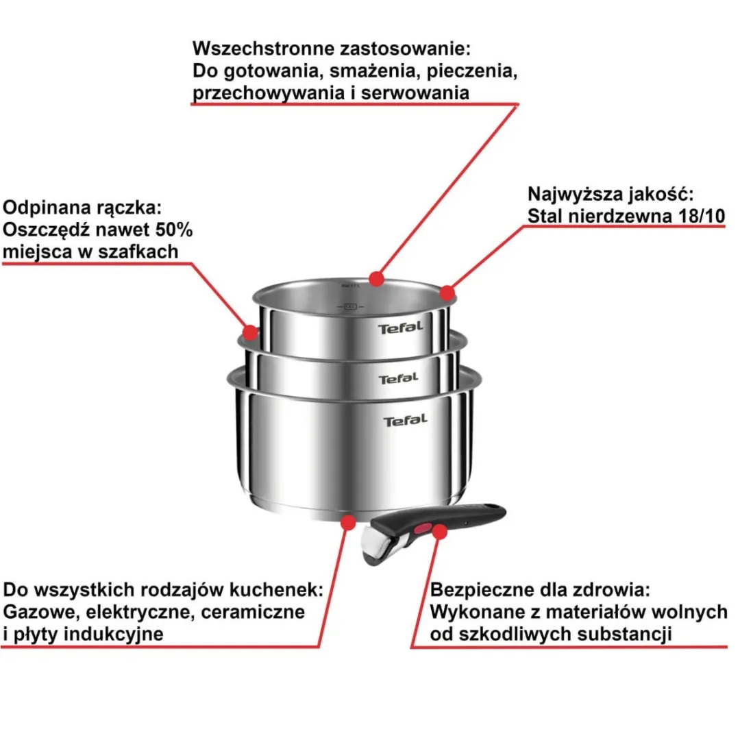 Zestaw garnków Tefal Ingenio Emotion + hermetyczne pokrywki