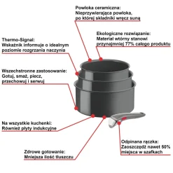 Zestaw garnków Tefal Ingenio Renew 16/18/20cm + szklane pokrywki