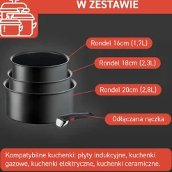 Zestaw garnków Tefal Ingenio Ultimate 4 elementy + szklane pokrywki
