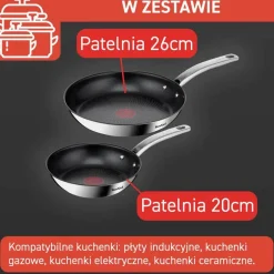 Zestaw garnków z pokrywkami i patelnie TEFAL Opti'Space Intuition - 8 elementów