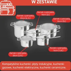 Zestaw garnków z pokrywkami i patelni TEFAL Nordica - 13 elementów