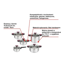 Zestaw garnków z pokrywkami i patelnie TEFAL COOK&CLIP Intuition - 12 elementów