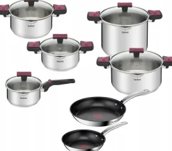 Zestaw garnków z pokrywkami i patelnie TEFAL COOK&CLIP Intuition - 12 elementów