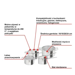 Zestaw garnków z pokrywkami TEFAL NORDICA - 8 elementów