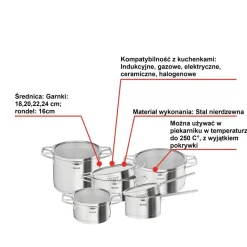 Zestaw garnków z pokrywkami TEFAL NORDICA - 10 elementów