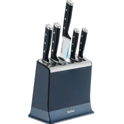 Zestaw 5 noży ze stali nierdzewnej TEFAL EverSharp Pro + blok z wbudowaną ostrzałką