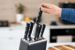 Zestaw 5 noży ze stali nierdzewnej TEFAL EverSharp Pro + blok z wbudowaną ostrzałką
