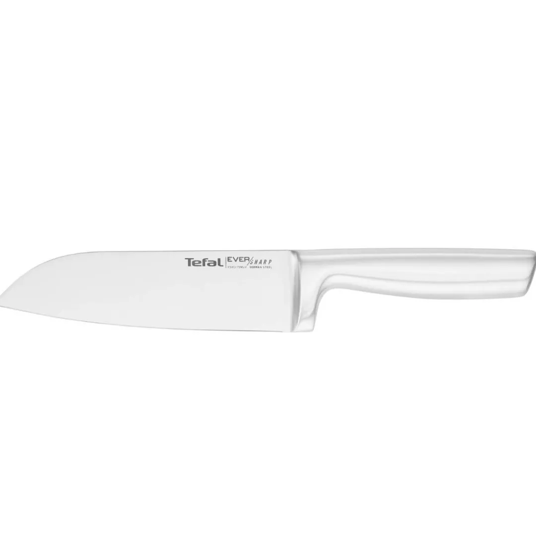 Zestaw 5 noży ze stali nierdzewnej oraz nożyczki TEFAL EverSharp Pro + blok z wbudowaną ostrzałką