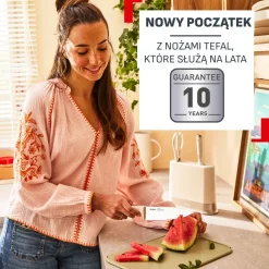 Zestaw 2 noży ze stali nierdzewnej oraz nożyczki TEFAL EverSharp Pro + blok z wbudowaną ostrzałką