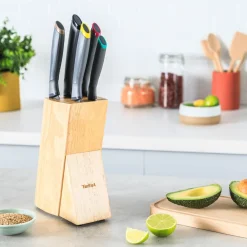 Zestaw 5 noży ze stali nierdzewnej TEFAL FRESH KITCHEN + drewniany blok