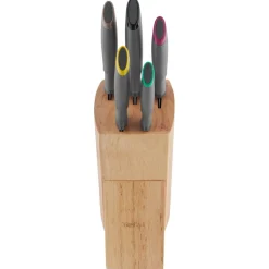 Zestaw 5 noży ze stali nierdzewnej TEFAL FRESH KITCHEN + drewniany blok