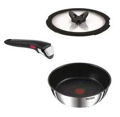 Zestaw patelnia głęboka Tefal Ingenio Emotion 24cm + uniwersalna rączka + szklana pokrywka 24cm