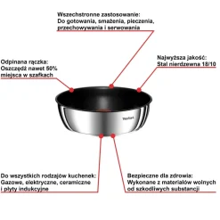Zestaw patelnia głęboka Tefal Ingenio Emotion 24cm + Rączka uniwersalna Ingenio