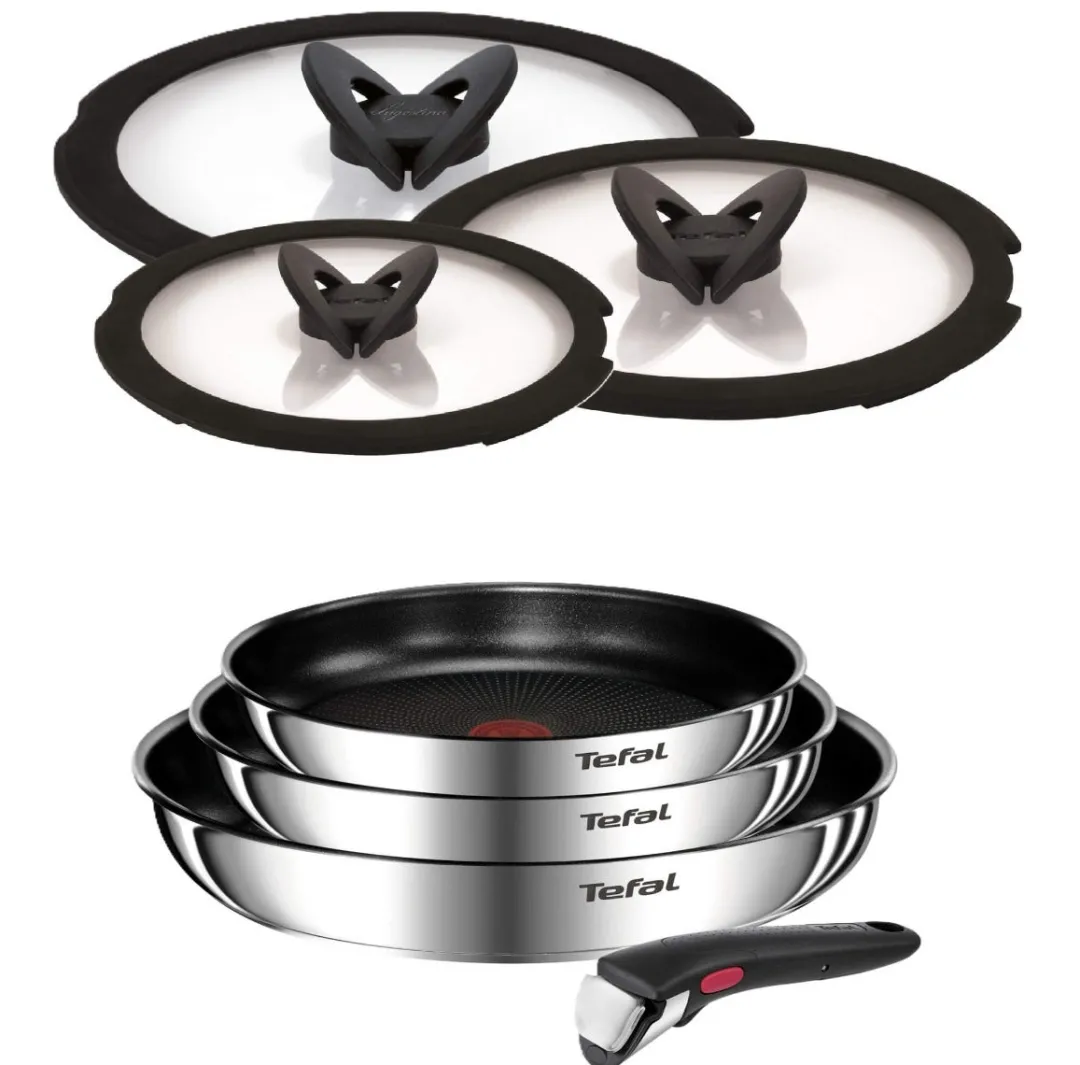 Zestaw patelni 22/24/28cm Tefal Ingenio Emotion + zestaw szklanych pokrywek