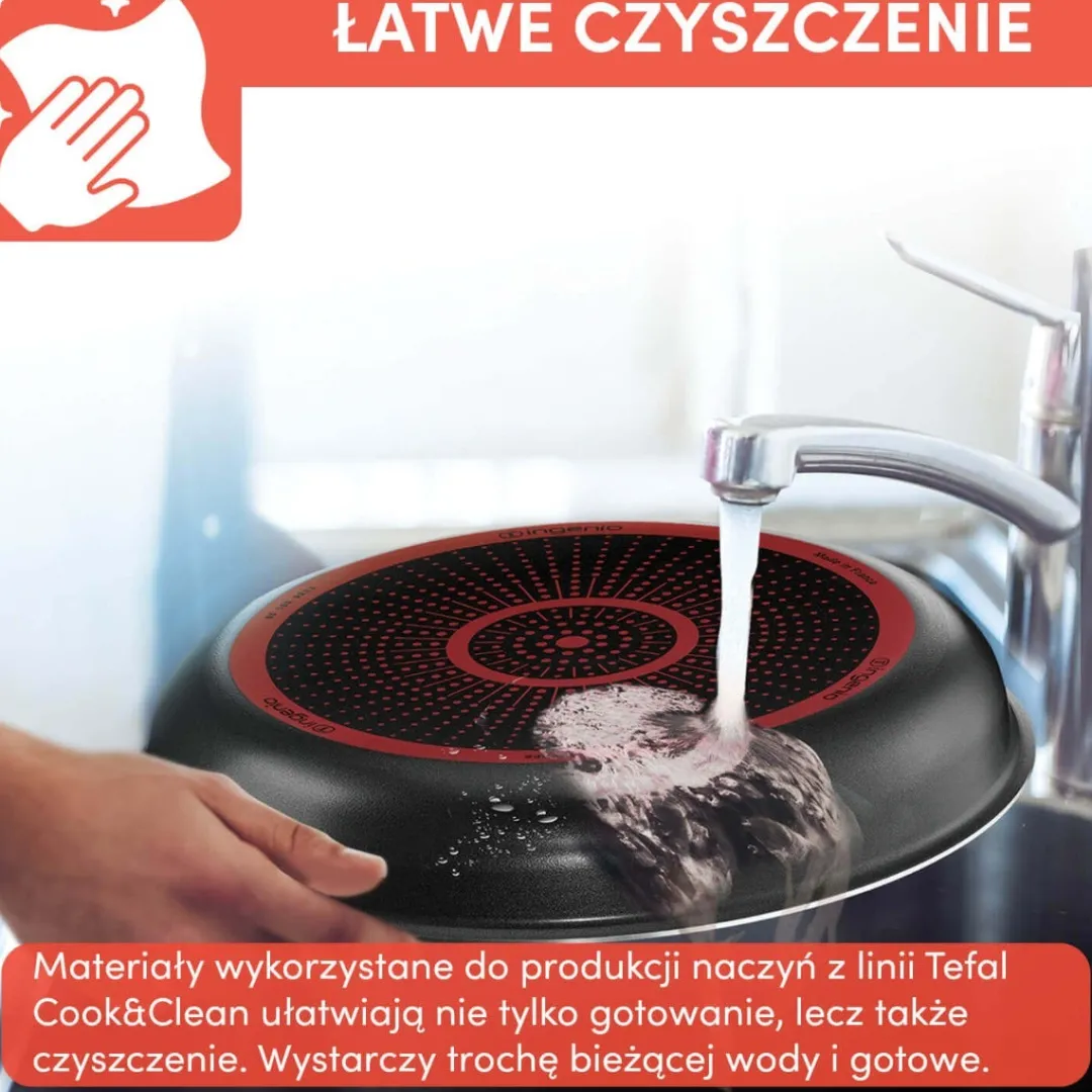 Zestaw patelni 24/28cm Tefal Ingenio Cook N Clean + szklane pokrywki 24/28cm