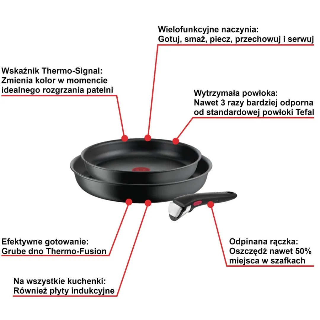Zestaw patelni 24/28cm Tefal Ingenio Ultimate + szklane pokrywki 24/28cm