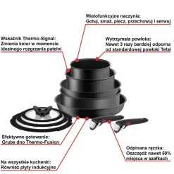 Zestaw patelni i garnków Tefal Ingenio Ultimate 10 elementów + Uniwersalna rączka Ingenio